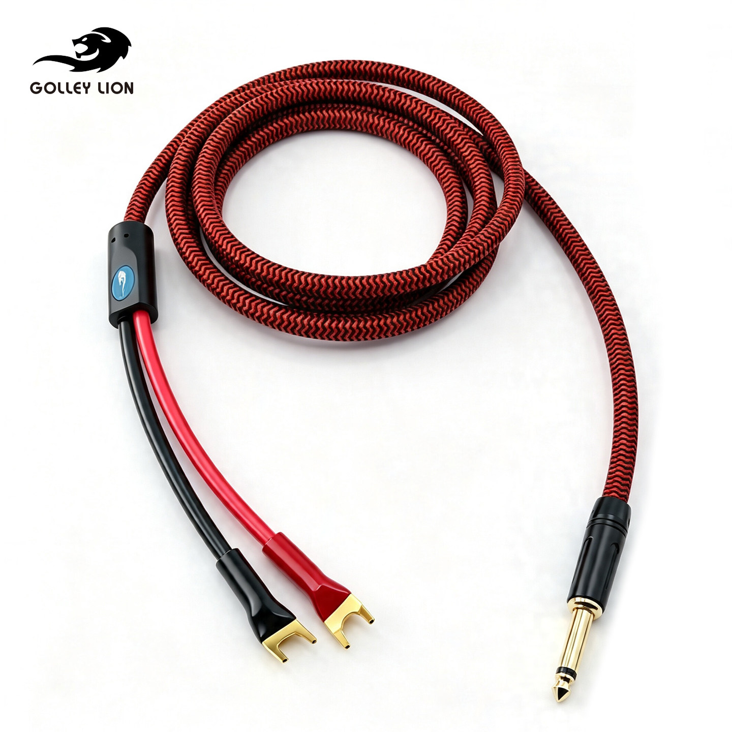 戈利狮6.5大二芯转2音箱Y型音频线 功放调音台接无源音箱喇叭线