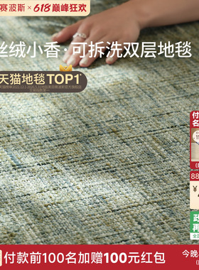 赛波斯丝绒小香系列双层地毯绿色可拆洗客厅沙发可机洗2026新款