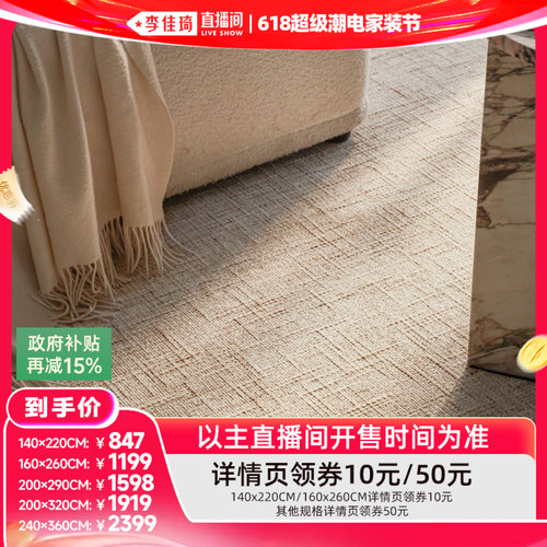 【李佳琦618超级潮电家装节】赛波斯可拆洗双层地毯客厅可机洗