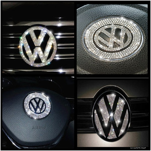 大众方向盘标钻贴朗逸POLO高尔夫CC途观凌渡速腾迈腾车标装饰贴钻