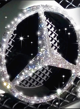 适用于奔驰新C260l改装C级E级A级GLB GLA GLC 前车标装饰车贴钻石