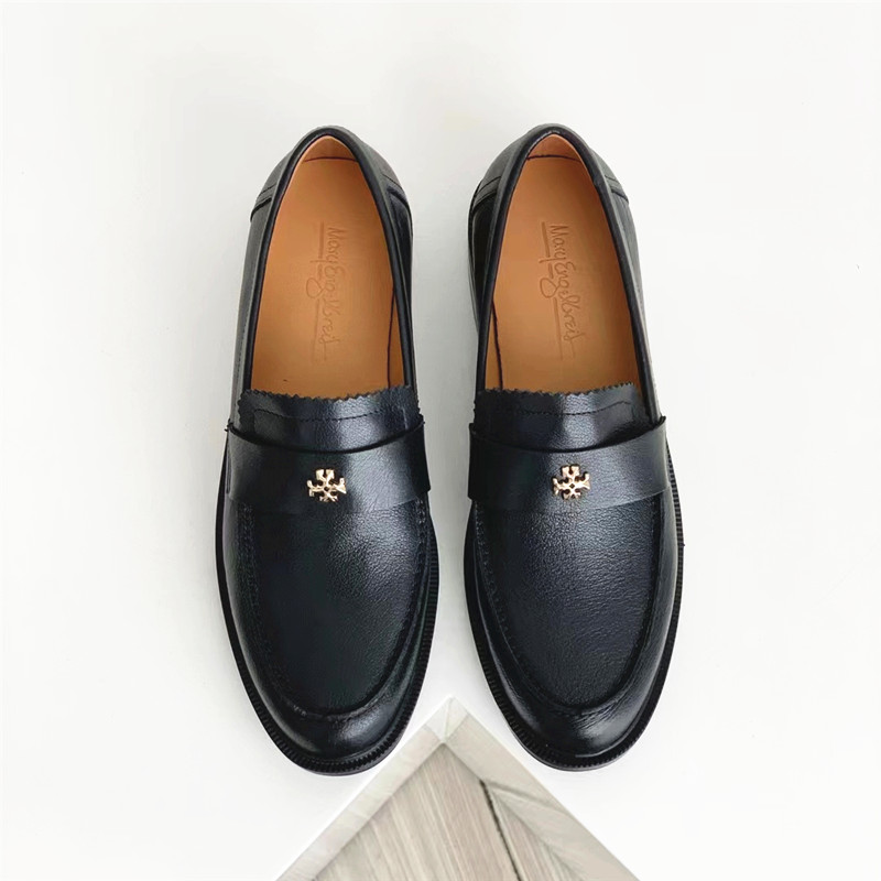 真皮舒适英伦风复古低跟乐福鞋