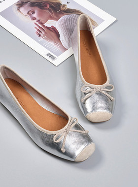 KACEY DEVLIN德芙琳芭蕾舞软平底单鞋女软真鹿皮蝴蝶结浅口舒适新