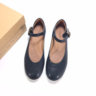 女低跟圆头真牛皮浅口春夏2025新款 玛丽珍鞋 WOOD外贸原单鞋 WATER