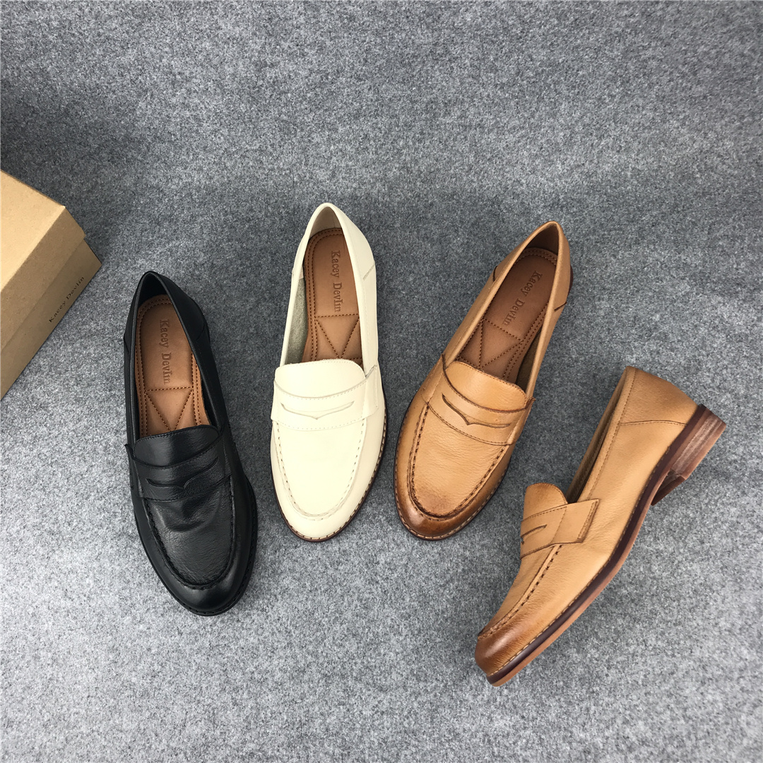 春季软皮软底舒适真皮复古乐福鞋