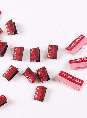 现货服装商标布贴牛仔裤织唛JEANS后口袋标唛头红色织唛辅料定制