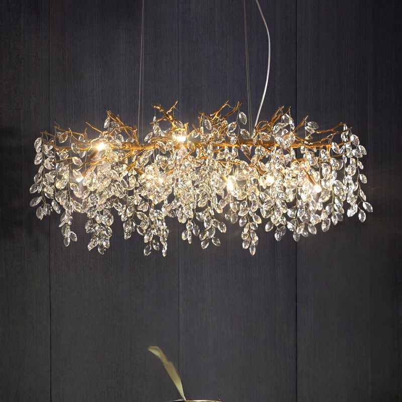 轻奢全铜树枝水晶灯后现代吊灯