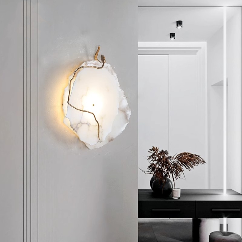 輕奢全銅云石床頭壁燈