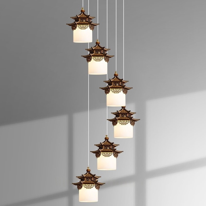 宋代美学楼梯吊灯别墅复式楼梯吊灯茶楼餐饮店仿古风建筑挑空主灯,家装灯饰光源,LOFT/复式住宅/楼梯吊灯,淘宝优惠券,粉丝福利购,淘宝优惠卷