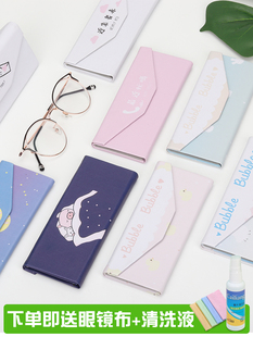 眼镜盒女ins少女心便携抗压三角折叠眼睛盒简约时尚 创意近视镜盒
