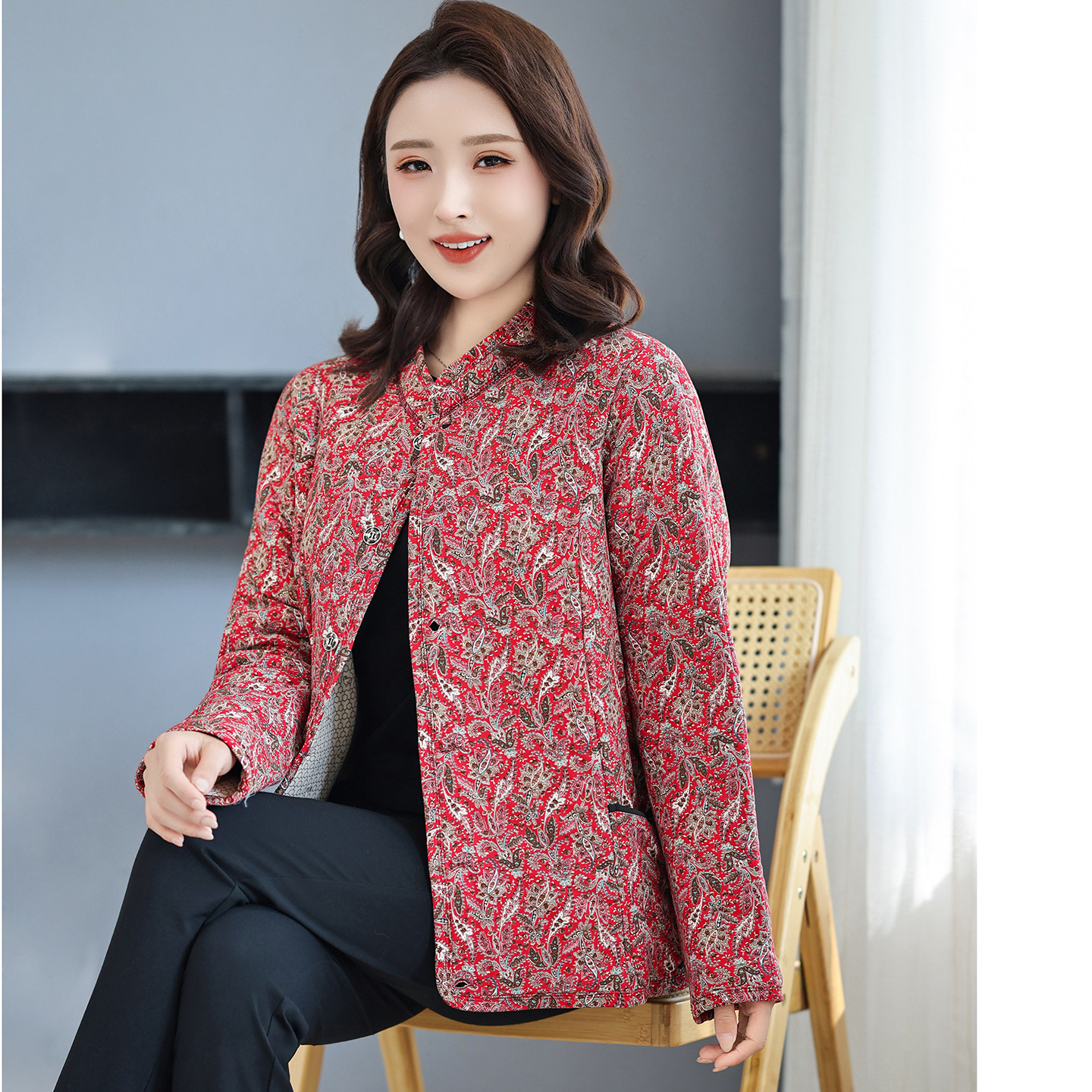 棉衣女短款小棉袄大码胖妈妈冬装