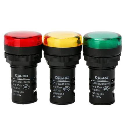 德力西220V指示灯LD11-22D控制灯AD16电源LED信号灯24V红绿LAY5s