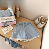 潮宝宝外穿宽松儿童热裤 女童短裤 2025新款 洋气五分裤 牛仔夏季 薄款