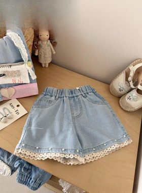 女童短裤牛仔夏季薄款2025新款洋气五分裤潮宝宝外穿宽松儿童热裤