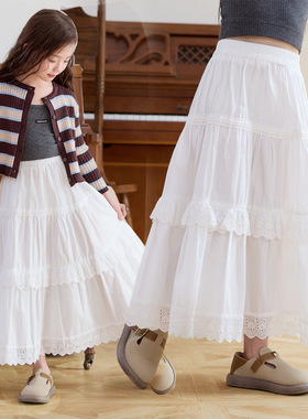 公主裙儿童半身裙春秋长款女童白色蛋糕裙子宝宝短裙大童A字伞裙