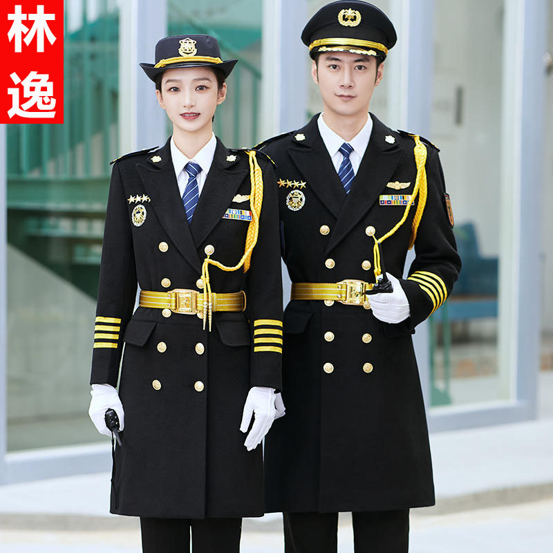 保安毛呢大衣工作服男女冬季物业形象岗礼宾制服加厚长款呢子大衣