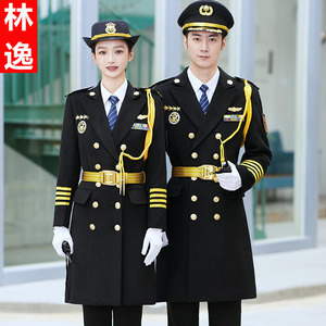 保安毛呢大衣工作服男女冬季物业形象岗礼宾制服加厚长款呢子大衣