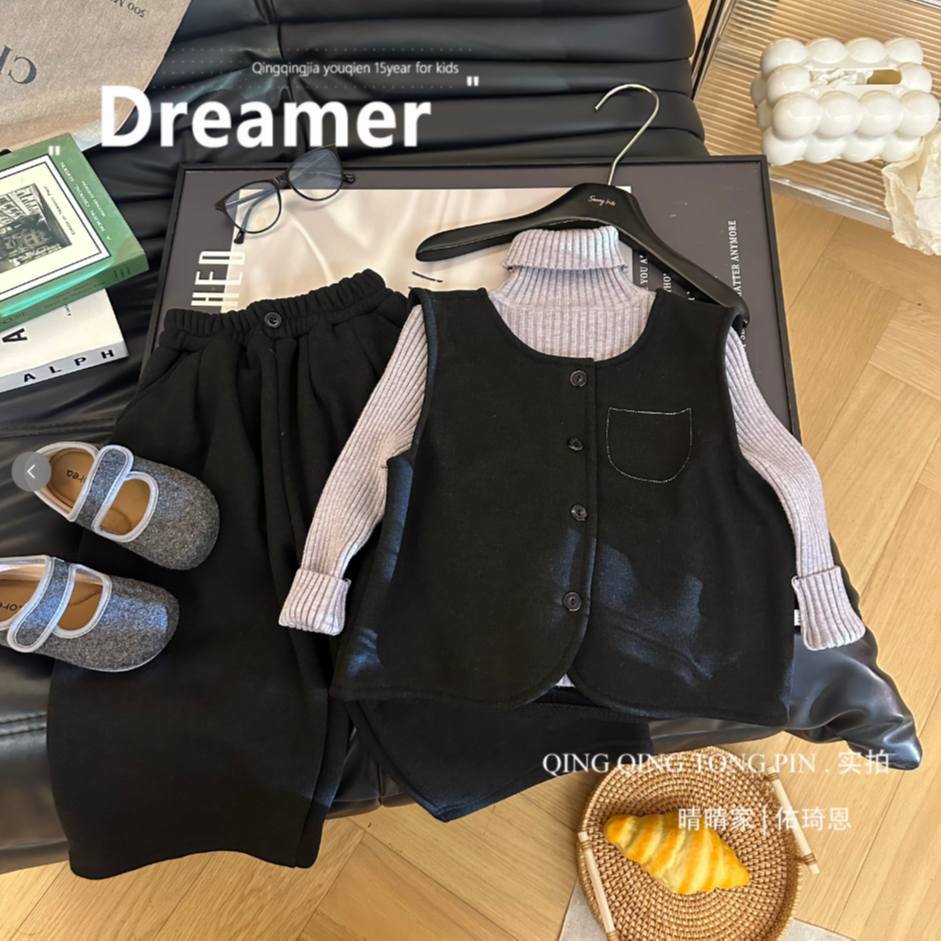 女童韩系百搭上衣马甲+阔腿裤套装2026冬季DXW新款DXW020,童装/婴儿装/亲子装,套装,淘宝优惠券,粉丝福利购,淘宝优惠卷