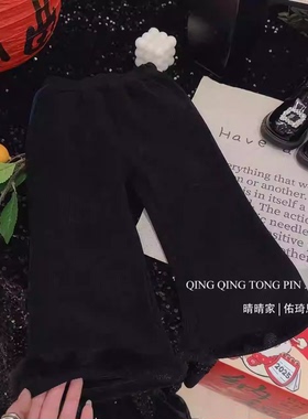 宠粉*女童洋气保暖毛毛边时尚百搭休闲裤2026冬季新款AWA825鱼