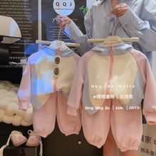 【两件套】佑琦恩女童卫衣拉链带帽裤子两件套2025秋新款EE005蒽