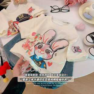 TP新款 2026夏季 TP186 卡通印花立体玩偶休闲短袖 女童韩版