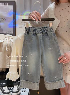 佑琦恩女童甜美蝴蝶结百搭韩系直筒牛仔裤2025秋季JN新款NZK-HDJ