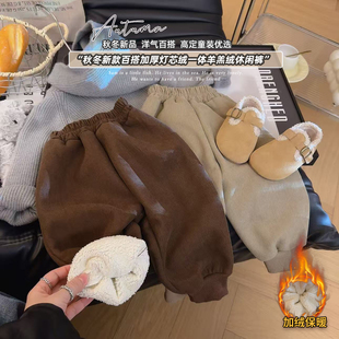 NW007曦 新款 女童韩系加绒加厚百搭潮流男女童休闲裤 2025冬季