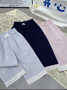 女童韩版蕾丝花边休闲裤百搭九分裤2026夏季KB新款P-0070