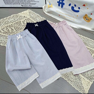 女童韩版蕾丝花边休闲裤百搭九分裤2026夏季KB新款P-0070