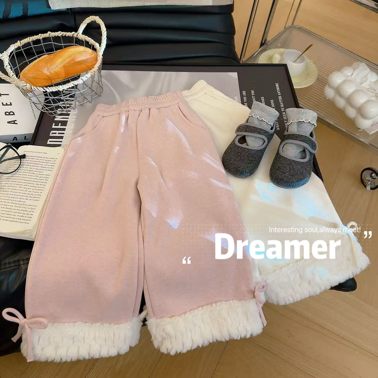 宠粉*女童加绒加厚毛毛花边蝴蝶结阔腿休闲裤2025冬新款BWB056鱼,童装/婴儿装/亲子装,裤子,淘宝优惠券,粉丝福利购,淘宝优惠卷