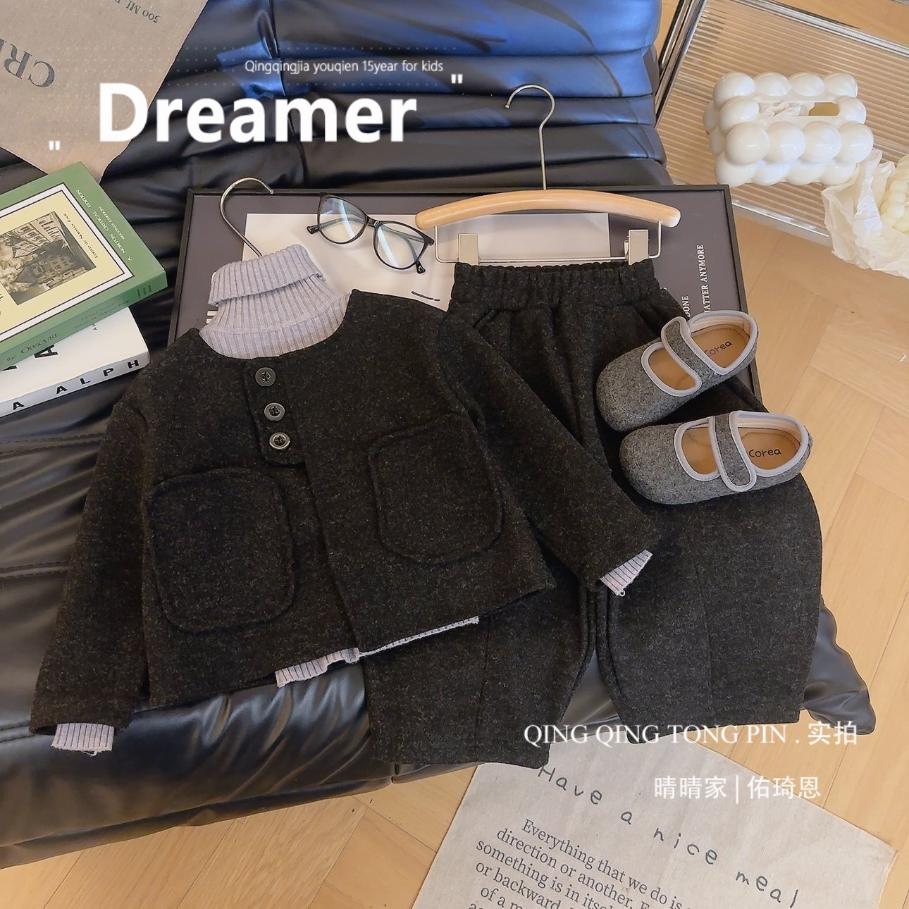 女童韩版纯色百搭中性呢子外套裤子套装2026早春DXW新款DXW017,童装/婴儿装/亲子装,套装,淘宝优惠券,粉丝福利购,淘宝优惠卷