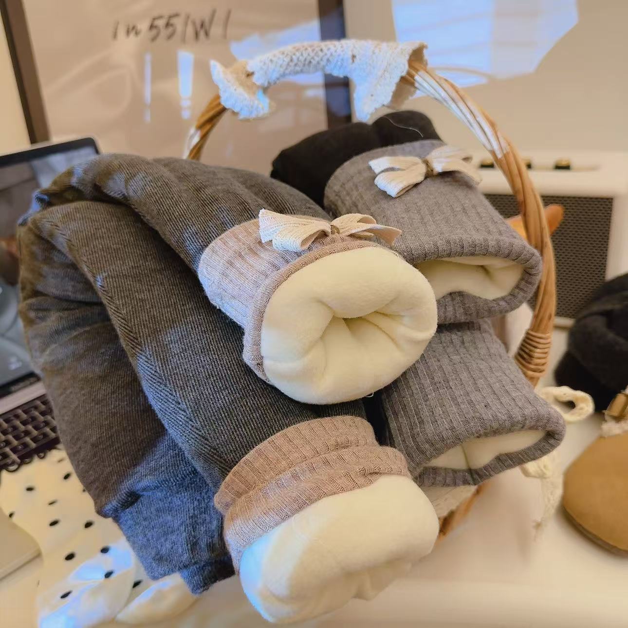 蝴蝶结拼色百搭打底裤