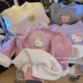 女童塞毛衣时尚 卡通考拉绒加绒加厚打底上衣2025冬新款 YX001禧