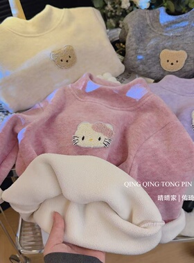 女童塞毛衣时尚卡通考拉绒加绒加厚打底上衣2025冬新款YX001禧
