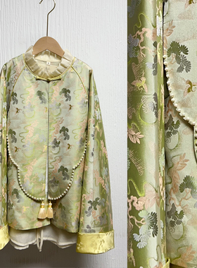 100%桑蚕丝 宋锦 苏地·飞鹤穿花 嫩芽绿 新年装春秋新款外套礼服
