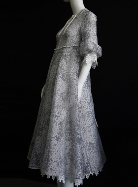 【满天星】限量20件迦然原创新中式长裙大裙摆夏季修身气质长裙