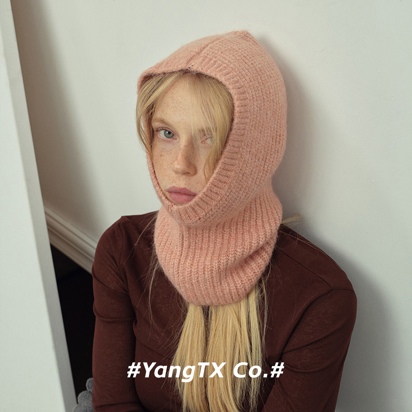 套头毛线帽韩系带帽针织帽秋冬滑雪护脸防寒保暖头罩雷锋帽子户外