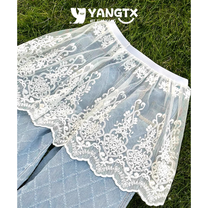 【杨同学】白色蕾丝屁帘女2025春季新品叠穿打底裙帘潮花边半身裙