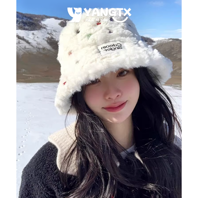 【杨同学】时尚毛绒水桶渔夫帽子