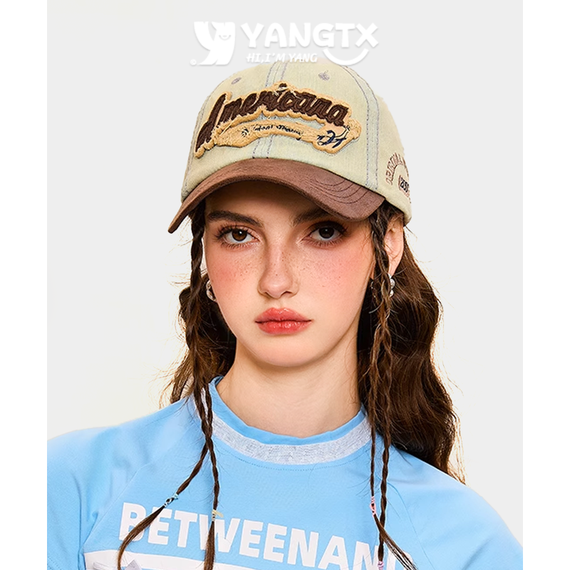 【杨同学】美式复古牛仔棒球帽子女大头围显脸小百搭遮阳鸭舌帽子