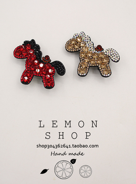 卡通小马红色新年2026新款发夹女水钻百搭可爱碎发刘海侧边夹马年