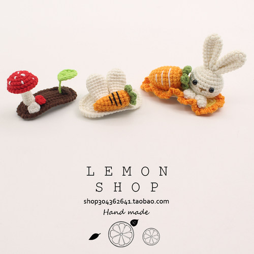 胡萝卜兔子发夹毛线边夹顶夹