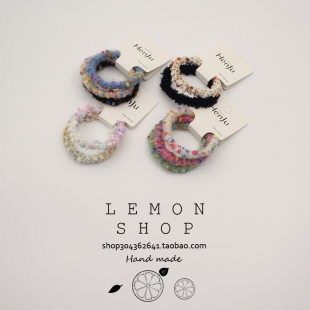 秋冬彩色毛线扎高马尾橡皮筋高弹力耐用发绳发圈女扎头高级感头绳