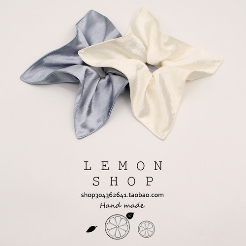 缎面方巾方形大肠发圈复古法式简约气质慵懒风头花高级感气质头圈