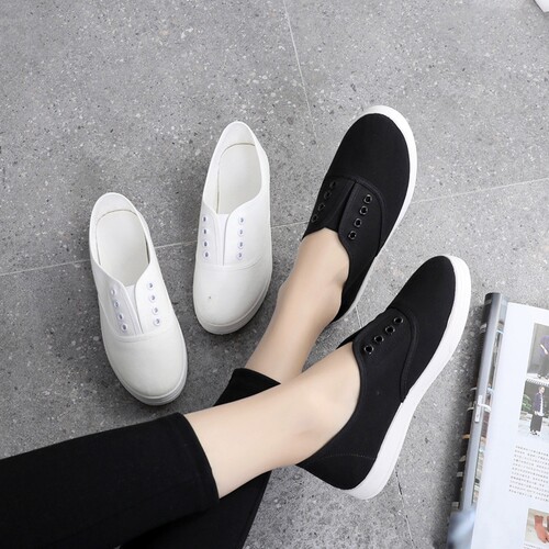 懒人必备韩版纯色帆布鞋柔软舒适