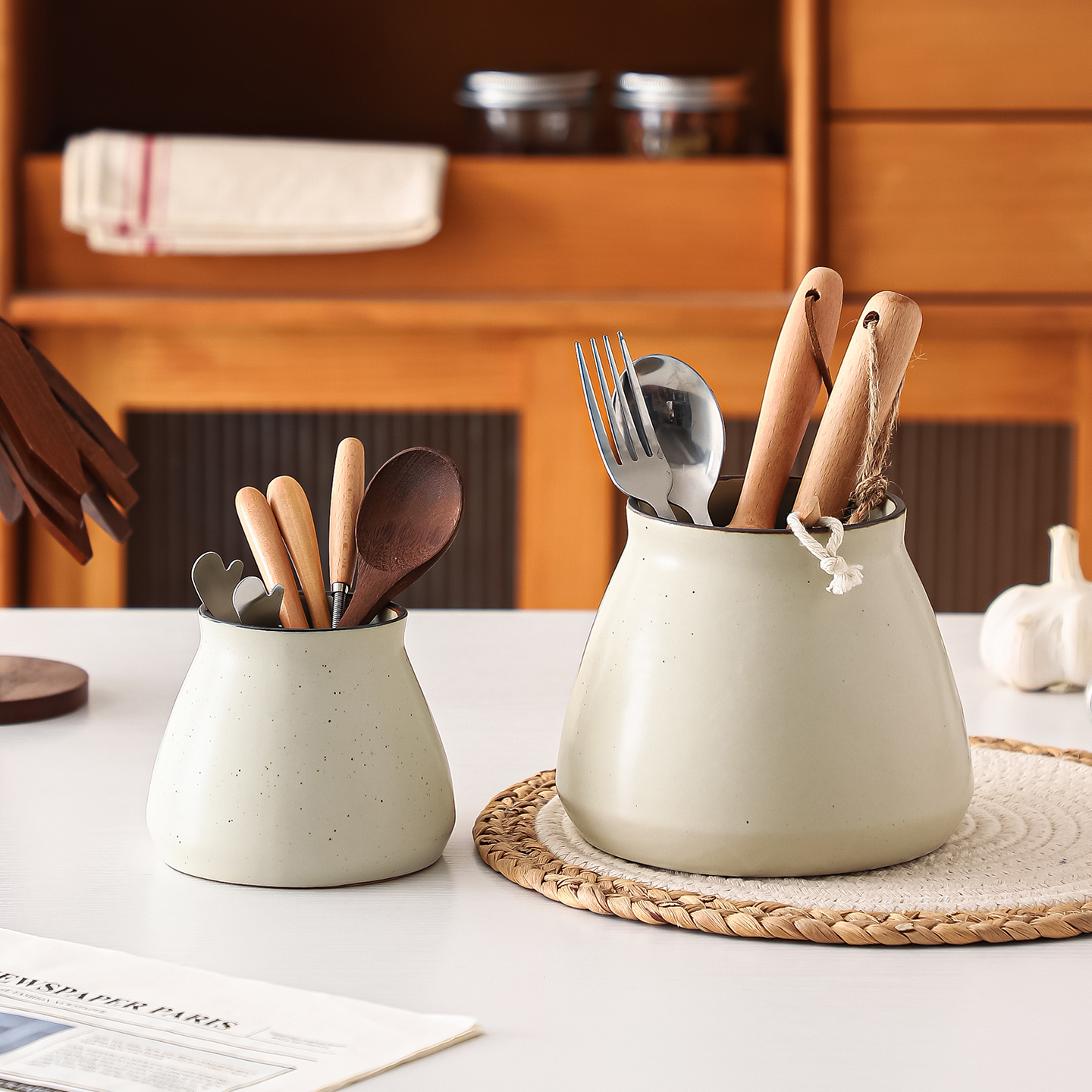 复古陶土筷子筒日式家用餐桌收纳刀叉勺桶装饰摆件花瓶摆件
