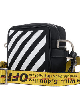 新款OFF OW斜条纹方包斜挎包WHITE死飞通勤包胸包手机包相机包男
