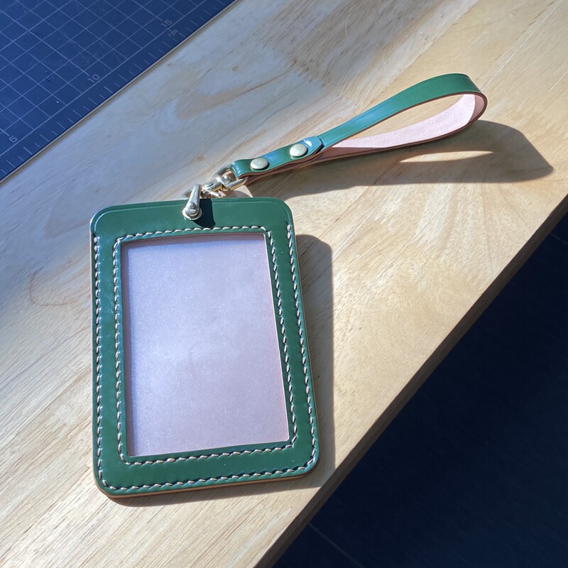 日本新禧马臀皮胸卡证件套手工定制工作牌公交卡饭卡门禁卡套挂绳