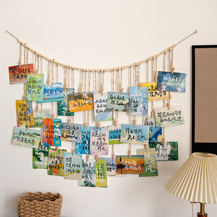 创意房间装 饰照片墙挂件麻绳夹子壁挂客厅背景墙相片收纳展示夹