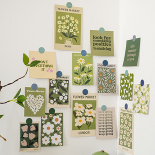 春日物语小清新植物花卉卡片墙贴出租屋房间改造墙面装 饰墙壁贴纸